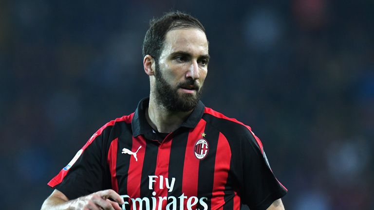 Gonzalo Higuain during the Serie A match between Udinese and AC Milan at Stadio Friuli on November 4, 2018 in Udine, Italy.