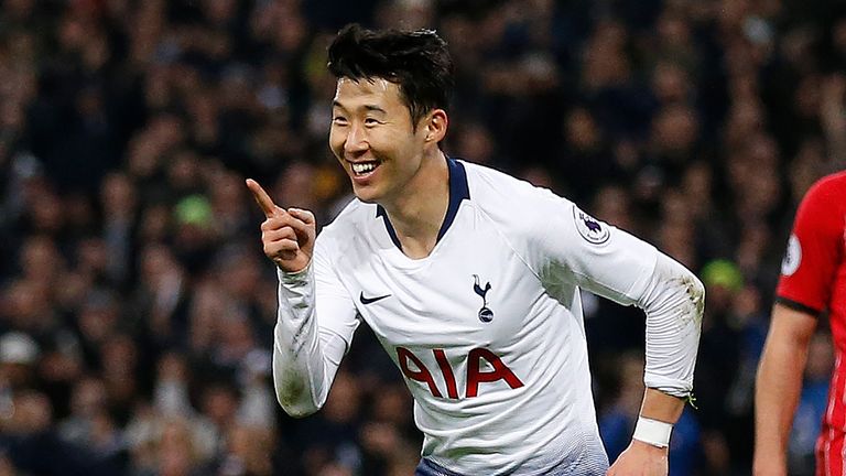 Heung-min Son celebrates his goal