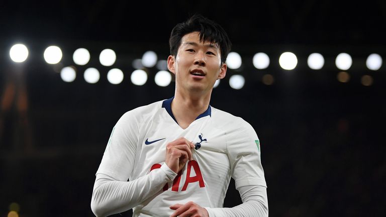 Heung-Min Son during the Carabao Cup Quarter Final match between Arsenal and Tottenham Hotspur at Emirates Stadium on December 19, 2018 in London, United Kingdom