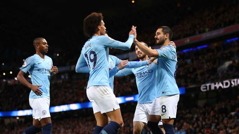  Ilkay Gundogan celebrates scoring Manchester City's third goal