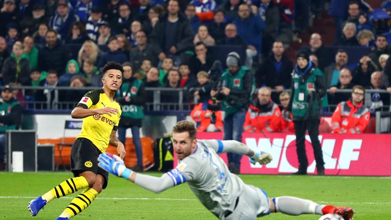 Jadon Sancho scored the winner for Borussia Dortmund against rivals Schalke