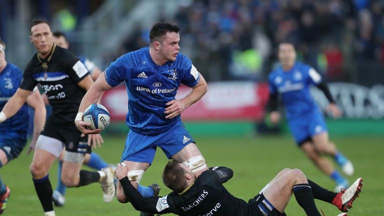 Leinster's James Ryan is tackled by Bath's Will Chudley