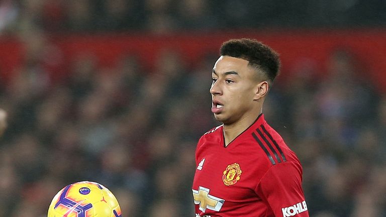Jesse Lingard in action during the Premier League match between Manchester United and Arsenal