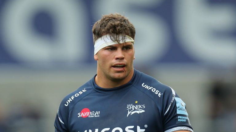 Jono Ross of Sale Sharks looks on during the Gallagher Premiership Rugby match between Sale Sharks and Worcester Warriors at the AJ Bell Stadium on September 9, 2018 in Salford, United Kingdom