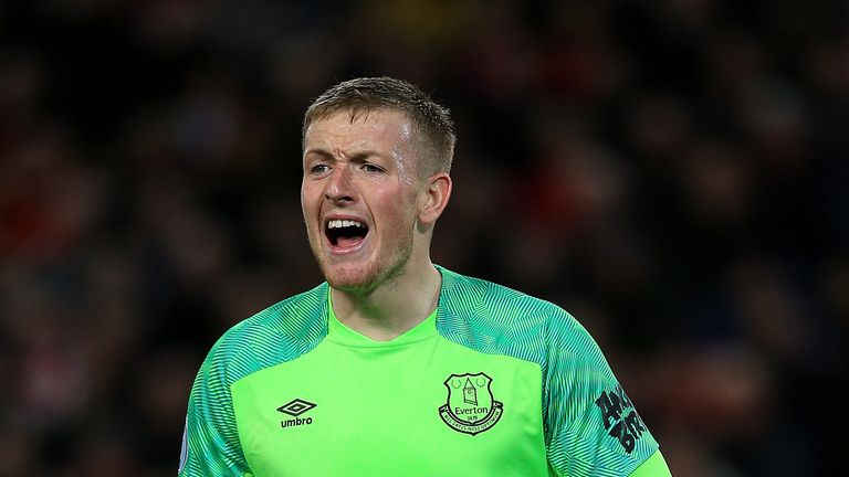 Jordan Pickford during Liverpool v Everton