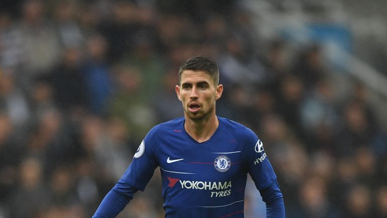 Jorginho during the Premier League match between Newcastle United and Chelsea FC at St. James Park on August 26, 2018 in Newcastle upon Tyne, United Kingdom.