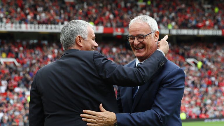 Jose Mourinho with Claudio Ranieri