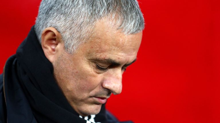 Jose Mourinho during the Premier League match between Southampton and Manchester United at St Mary&#39;s Stadium on December 1, 2018