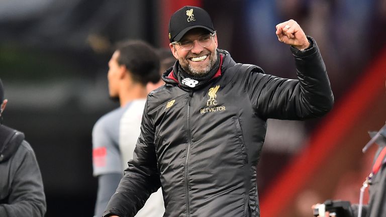 Jurgen Klopp celebrates Liverpool's 4-0 won over Bournemouth
