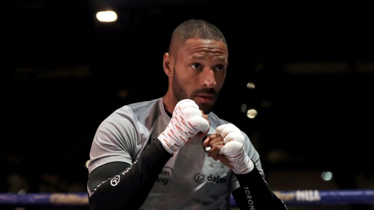 Kell Brook during a public workout at Sheffield Winter Garden