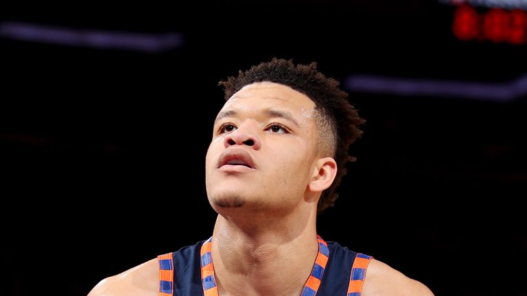 Kevin Knox #20 of the New York Knicks shoots a free throw against the Charlotte Hornets on December 9, 2018 at Madison Square Garden in New York City, New York