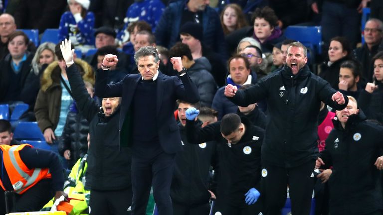 Claude Puel during the Premier League match between Chelsea FC and Leicester City at Stamford Bridge on December 22, 2018 in London, United Kingdom.