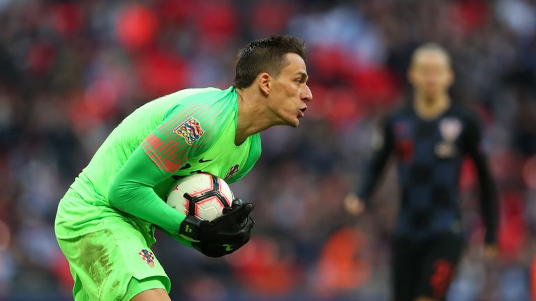 Lovre Kalinic in action during the UEFA Nations League, Group A4 match against England at Wembley Stadium