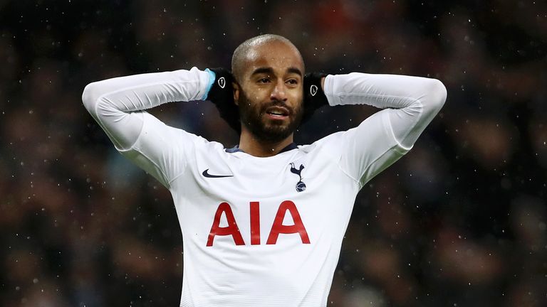 Lucas Moura reacts during the Premier League match between Tottenham Hotspur and Burnley