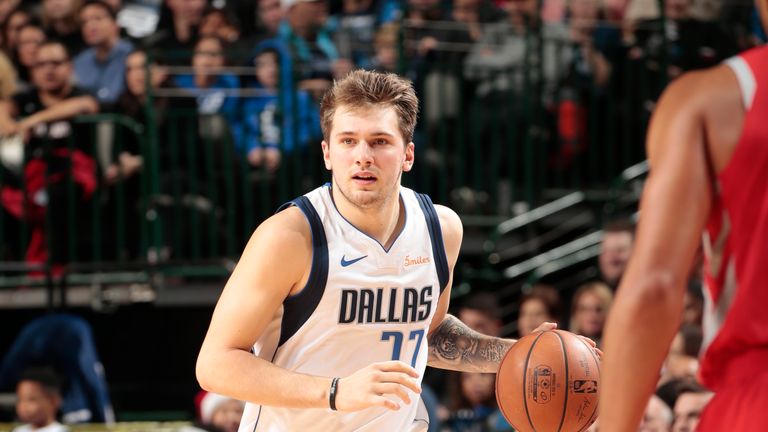 Luka Doncic #77 of the Dallas Mavericks handles the ball against the Houston Rockets on December 8, 2018 at the American Airlines Center in Dallas, Texas.