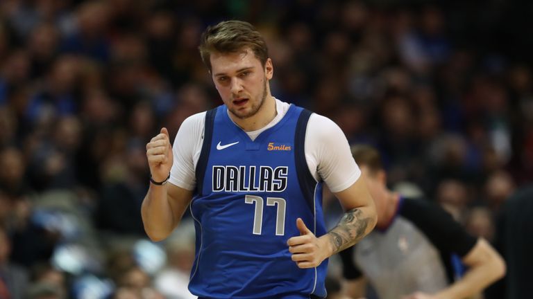  Luka Doncic #77 of the Dallas Mavericks during play against the Portland Trail Blazers at American Airlines Center on December 04, 2018 in Dallas, Texas.
