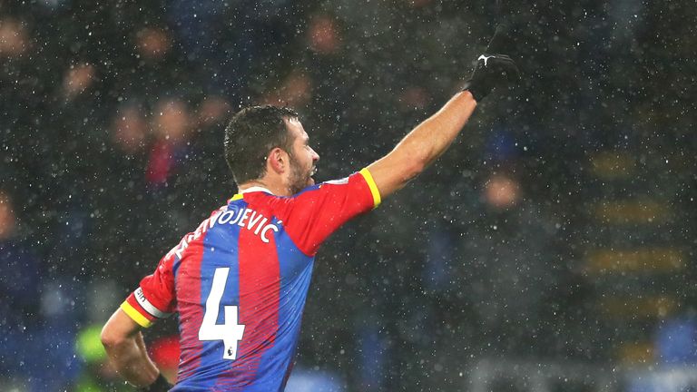 Luka Milivojevic celebrates putting Crystal Palace ahead