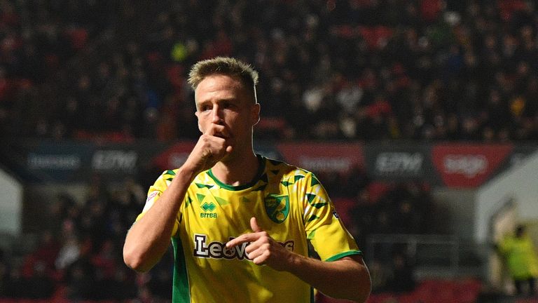 Norwich City's Marco Stiepermann celebrates scoring