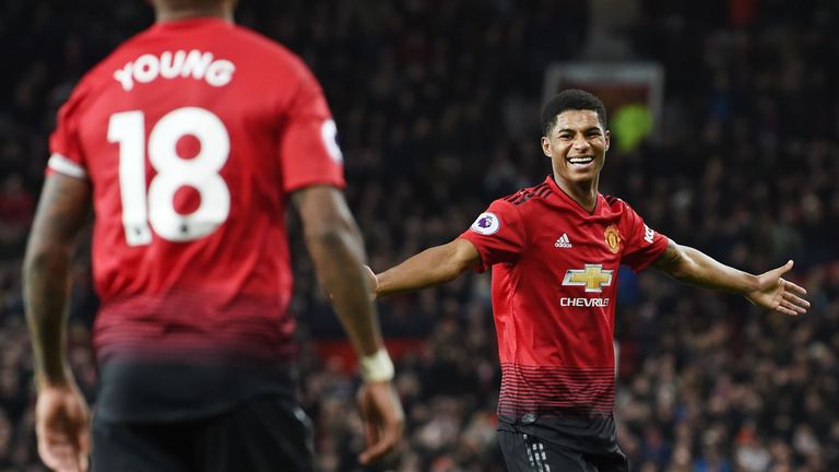 Marcus Rashford celebrates his goal