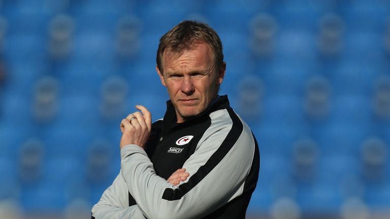 Mark McCall during the Champions Cup match between Glasgow Warriors and Saracens at the Scotstoun Stadium on October 14, 2018 in Glasgow, United Kingdom.