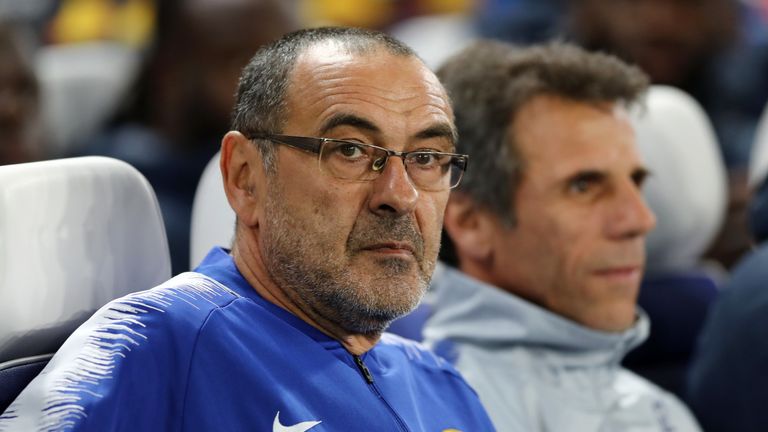 Maurizio Sarri during the UEFA Europa League Group L match between Chelsea and FC BATE Borisov at Stamford Bridge on October 25, 2018 in London, United Kingdom.
