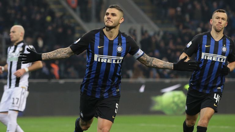 during the Serie A match between FC Internazionale and Udinese at Stadio Giuseppe Meazza on December 15, 2018 in Milan, Italy. 
