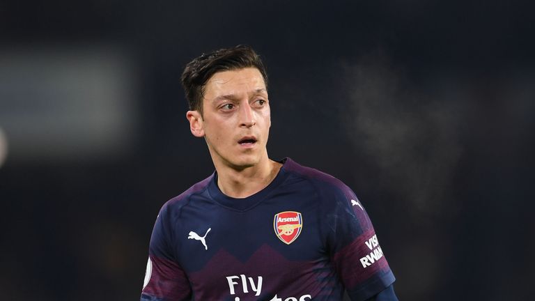 Mesut Ozil during the Premier League match between Brighton & Hove Albion and Arsenal FC at American Express Community Stadium on December 26, 2018 in Brighton, United Kingdom.