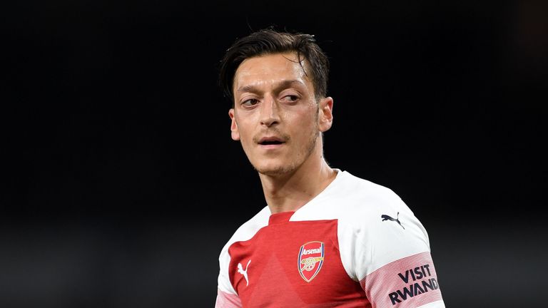 Mesut Ozil during the Premier League match between Arsenal FC and Leicester City at Emirates Stadium on October 22, 2018 in London, United Kingdom.