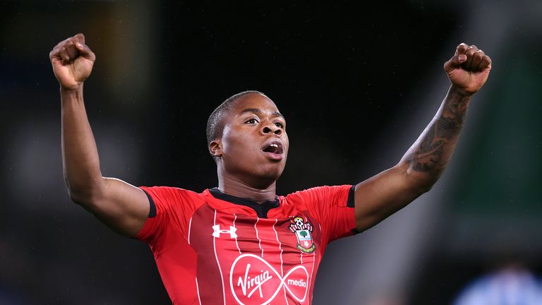 Michael Obafemi celebrates his goal