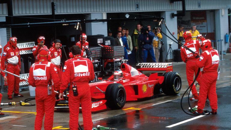An extraordinary finish, even by Schumacher&#8217;s standards. He crossed the timing bean to &#8216;win&#8217; the wet race in the pit lane, rather than the track, as Ferrari called him in to serve a late stop/go-penalty. Chaos ensured but, ultimately, the win stood.
