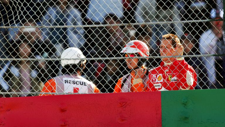 Schumacher&#8217;s title hopes in his last F1 season were effectively ended when his engine blew late on in Japan, but he accepted the cruellest of fates in the most impressive of manners by consoling his distraught Ferrari mechanics in the garage.