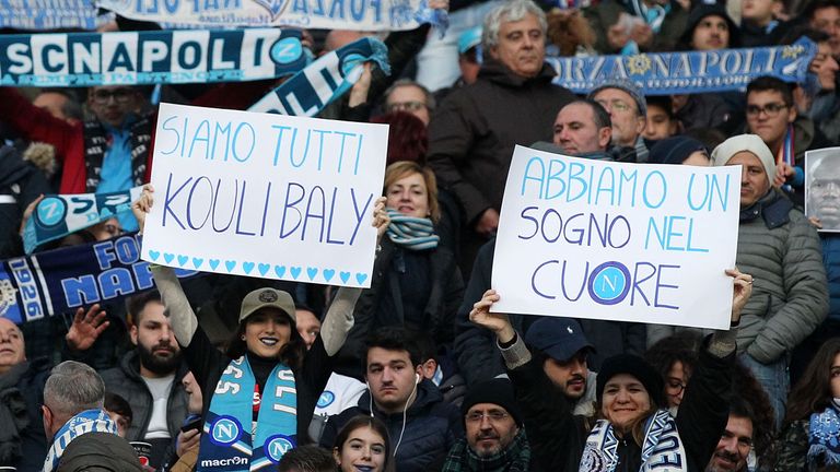 Napoli fans show their support for Kalidou Koulibaly 