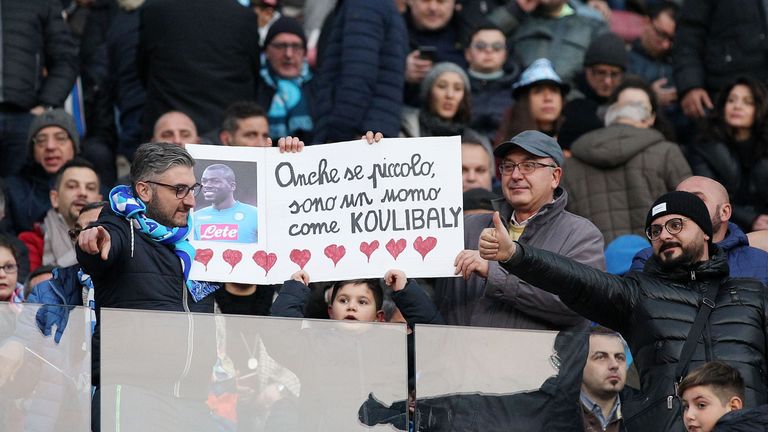 Napoli fans show their support for Kalidou Koulibaly