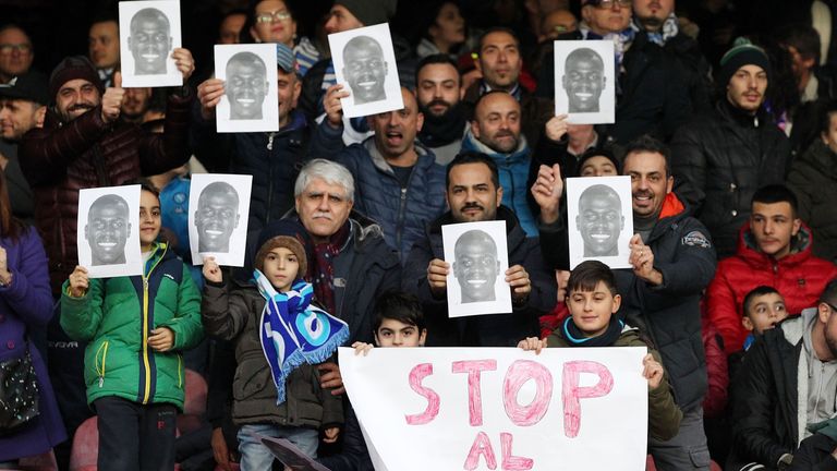 Napoli fans show their support for Kalidou Koulibaly