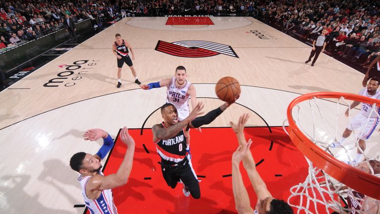 nba 76ers trail blazers