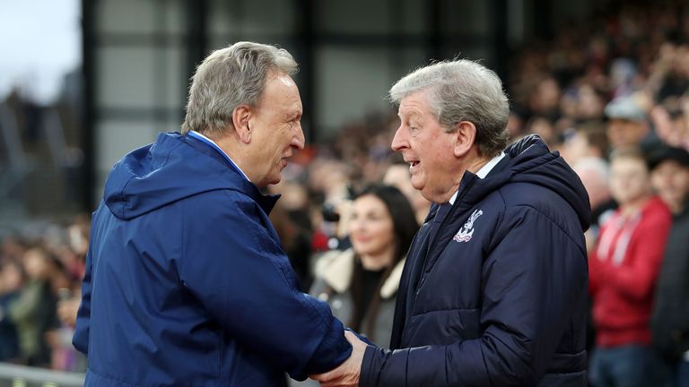 Neil Warnock shakes hands with Roy Hodgson