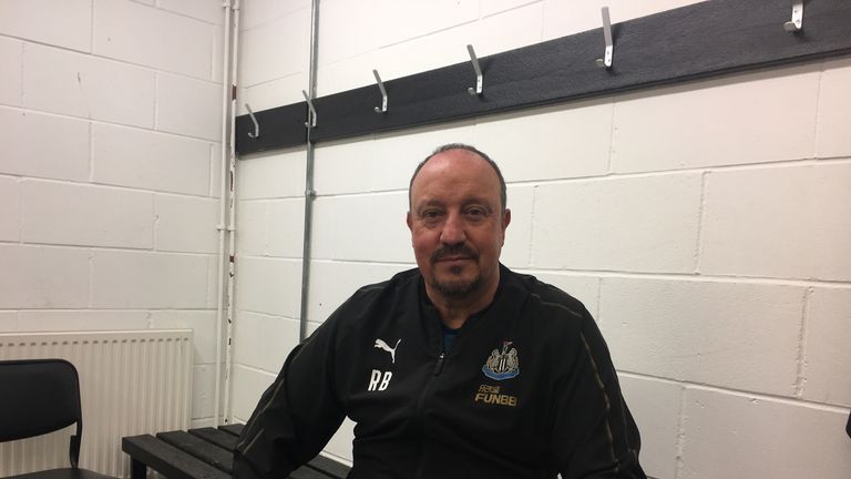 Newcastle United manager Rafa Benitez in the changing room at the training ground during an exclusive interview with Sky Sports [December 2018]