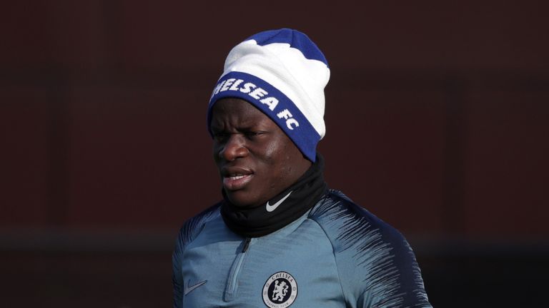 Chelsea&#39;s N&#39;Golo Kante during a training session at Cobham Training Ground