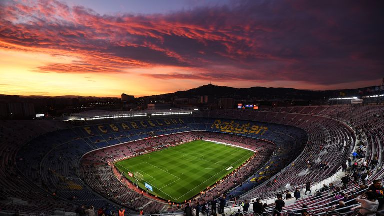 General view of the Nou Camp prior to Barcelona v Villarreal on December 2, 2018