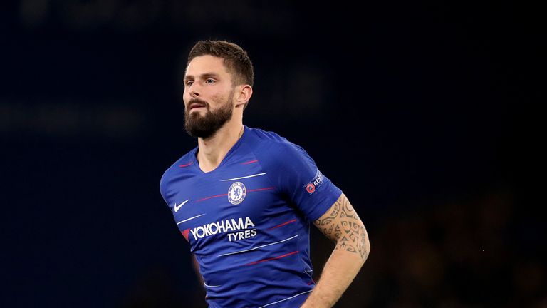 Olivier Giroud in action for Chelsea