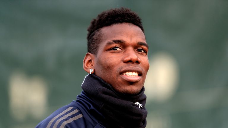Paul Pogba during a training session at Manchester United&#39;s AON Training Complex
