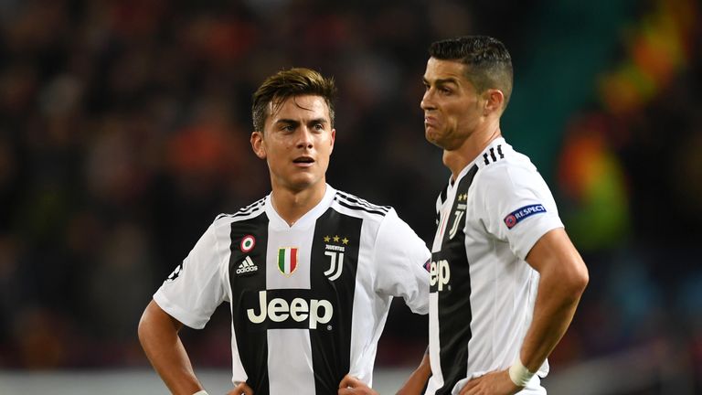 Paulo Dybala, Cristiano Ronaldo during the Group H match of the UEFA Champions League between Manchester United and Juventus at Old Trafford on October 23, 2018 in Manchester, United Kingdom.