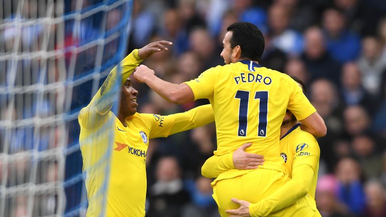 Pedro celebrates his early goal