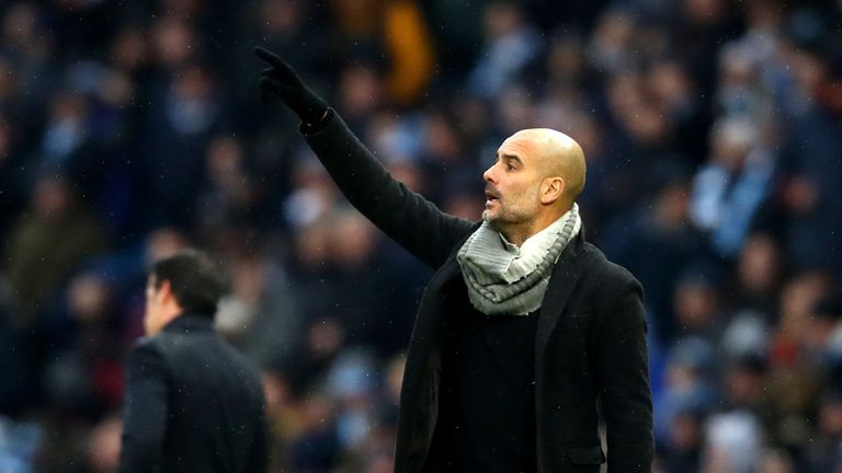 Pep Guardiola during the Premier League match between Manchester City and Everton FC at Etihad Stadium on December 15, 2018 in Manchester, United Kingdom