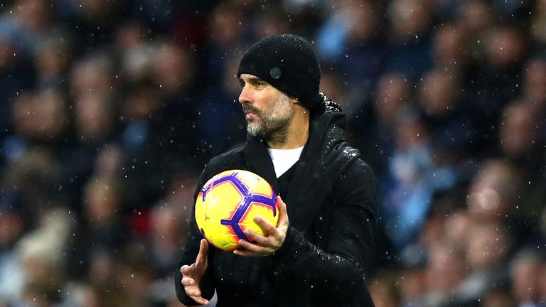 Pep Guardiola during the Premier League match between Manchester City and Crystal Palace