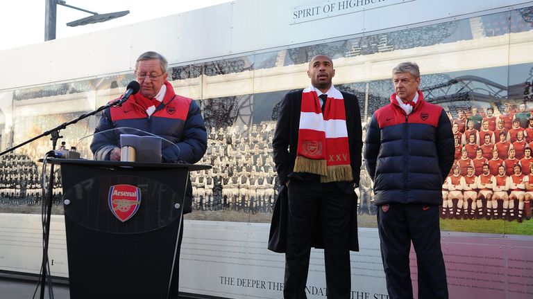 Peter Hill-Wood spoke at the unveiling of Thierry Henry's statue at the Emirates Stadium back in 2011