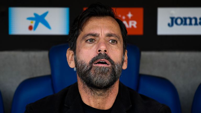 during the La Liga match between Espanyol and Sevilla at Nuevo Estadio de Cornella-El Prat on January 20, 2018 in Barcelona, Spain.