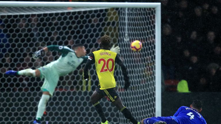 Domingos Quina curls in his first goal for Watford to make it 3-0 on Saturday