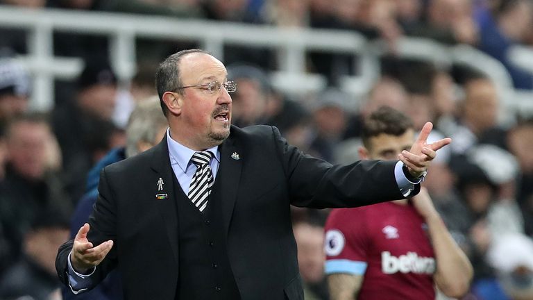 Rafa Benitez during the Premier League match between Newcastle United and West Ham United at St. James Park on December 1, 2018 in Newcastle upon Tyne, United Kingdom.