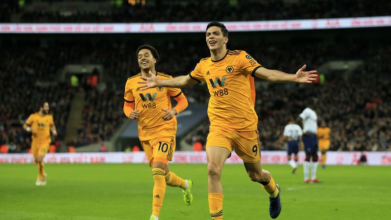 Raul Jimenez celebrates making it 2-1